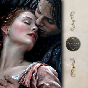 Papel De Seda Amantes Românticos Decoupage de Véu Vermelho