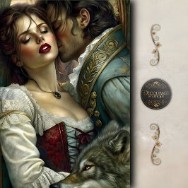 Papel De Seda Amantes Românticos Lobo Guardião Decoupagem
