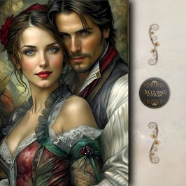 Papel De Seda Amantes Vitorianos Retrato Romântico Decoupage