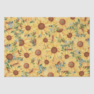 Papel De Seda Amarelo Amarelo Girassol e Folhas