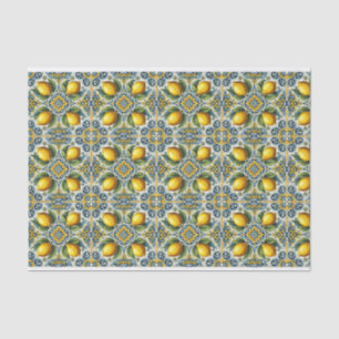 Papel De Seda Amarelo Azul Capri Limão Mediterrâneo Telha Casame