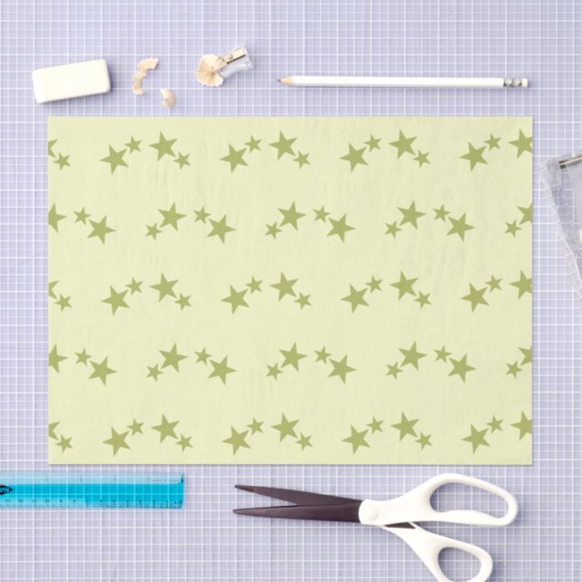 Papel De Seda Amarelo com estrelas verde-limão (Arte )