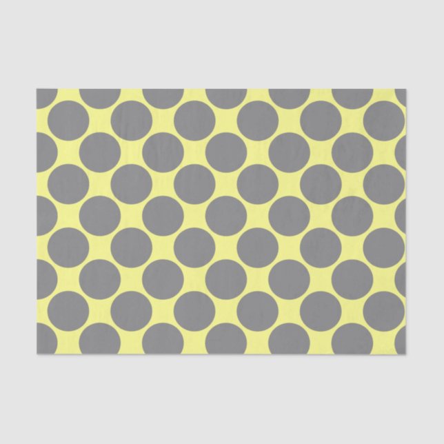Papel De Seda Amarelo com pontos de cinza de polca (Frente )