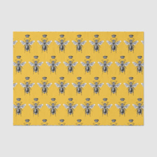 Papel De Seda Amarelo da Coroa de Abelhas da Rainha Moderna Vint