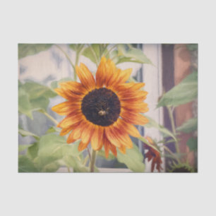 Papel De Seda Amarelo de Girassol Laranja Abelha Jardim Decoupag