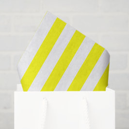 Papel De Seda Amarelo Ensolarado e Listras Brancas Impressas