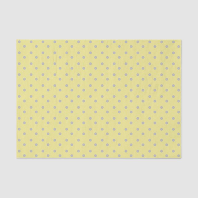 Papel De Seda Amarelo pálido com Bolinhas de Cinza (Frente )