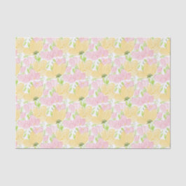 Papel De Seda Amarelo Rosa Floral