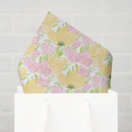 Papel De Seda Amarelo Rosa Floral