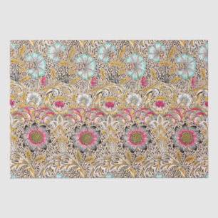 Papel De Seda Amarelo rosa vintage Corncockle de William Morris