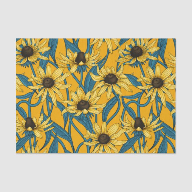 Papel De Seda Amarelo Rudbekia em amarelo (Frente )