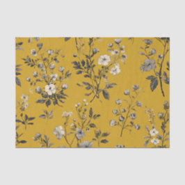 Papel De Seda Amarelo Rústico Botânico Ousado Vintage Boho Flora
