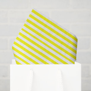 Papel De Seda Amarelo Sol e Listras Brancas