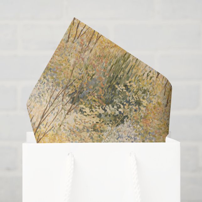Papel De Seda Amarelo Verde Marrom Árvores   (Sacola de presentes)