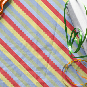 Papel De Seda Amarelo Vermelho Simples e Azul Striped