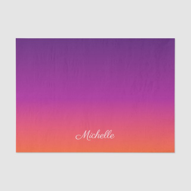 Papel De Seda Ambre de gradiente roxo, rosa e laranja (Frente )