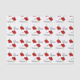 Papel De Seda Ame minhas flores vermelhas do coração dos