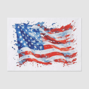 Papel De Seda American Flag USA Watercolor 4 de julho