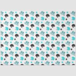 Papel De Seda American Football Turquoise Blue e Black Patterno