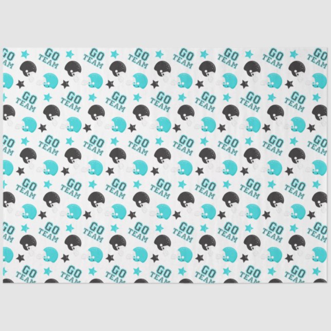 Papel De Seda American Football Turquoise Blue e Black Patterno (Frente )