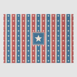 Papel De Seda Americana Rústica Vintage Estrelas e Listras Patri