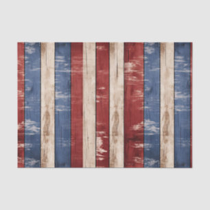 Papel De Seda Americana Vermelho Branco Azul Patriótico Madeira