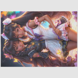 Papel De Seda Amigos da Menina Negra Anime