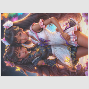 Papel De Seda Amigos da Menina Negra Anime