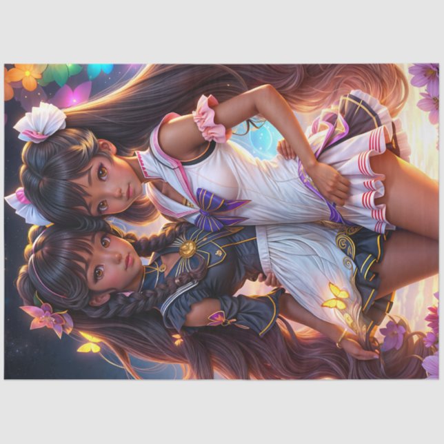 Papel De Seda Amigos da Menina Negra Anime (Frente )