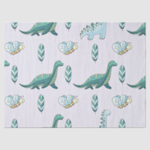 Papel De Seda Amigos Dinossauros Fofos – Lenço Verde-Menta