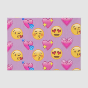 Papel De Seda Amor de Emoji e teste padrão cor-de-rosa dos