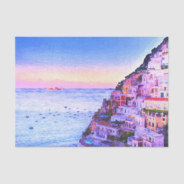 Papel De Seda Amor de Positano Itália Pôr do sol (Frente )