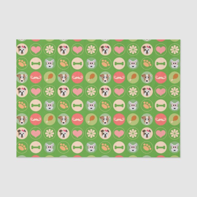 Papel De Seda Amor do cão no verde (Frente )