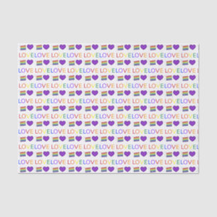 Papel De Seda Amor é Amor Arco-Íris Casado Bolo Coração Roxo