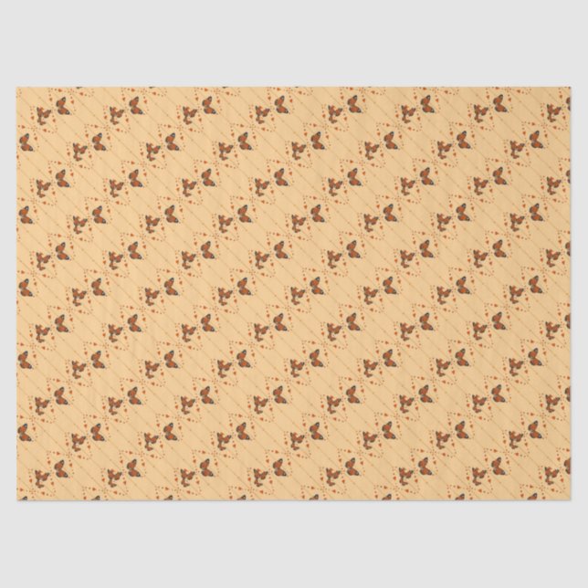 Papel De Seda Amor e borboletas em laranja (Frente )