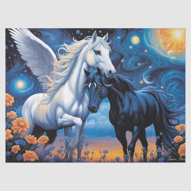 Papel De Seda amor proibido pegasus e cavalo (Frente )