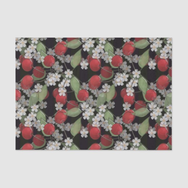 Papel De Seda Amoras vermelhas, cereja (Frente )