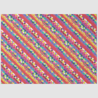 Papel De Seda amostras vermelhas, listras e pixels coloridos