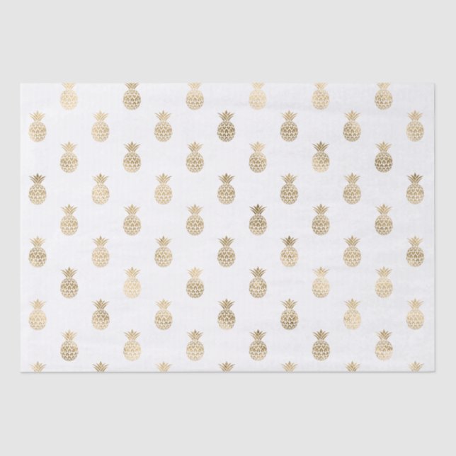 Papel De Seda Ananás Dourados Tropicais (Frente )