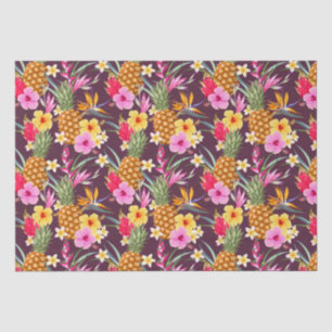 Papel De Seda Ananás Tropicais E Flor