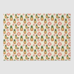 Papel De Seda Ananases e Impressão vermelhos