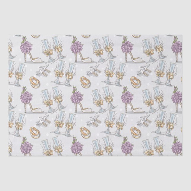 Papel De Seda Anéis De Noiva E Champanhe (Frente )