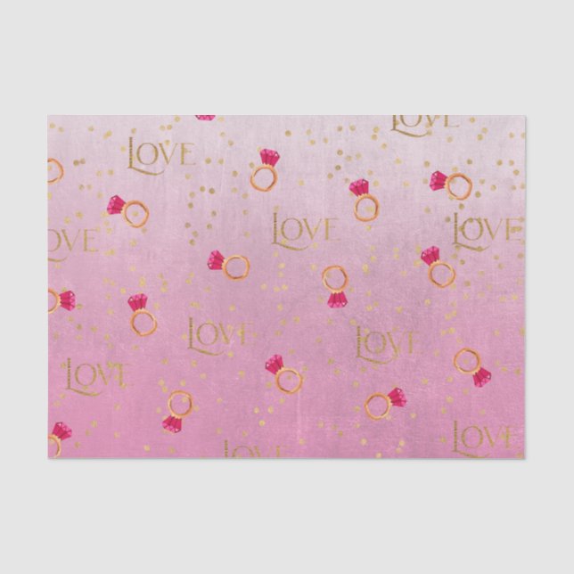 Papel De Seda Anel Rosa & Amor (Design 70 Série Rosa) (Frente )