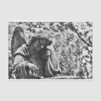 Papel De Seda Ángel cementerio blanco y negro