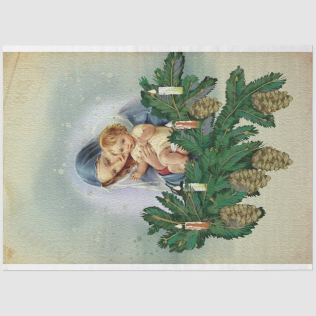 Papel De Seda Angel Christmas Mary e Baby Jesus Candle Light (Frente )
