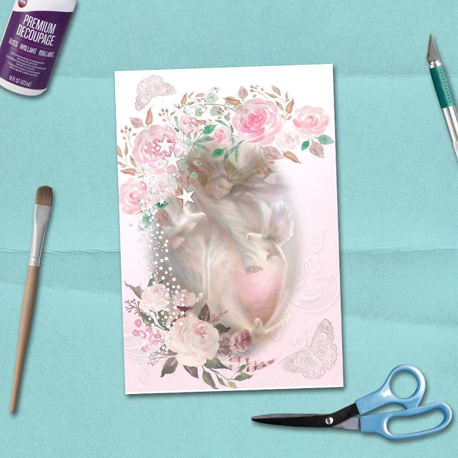 Papel De Seda Angel Doves Butterflies Rosas Decoupage Boêmia (Criador carregado)