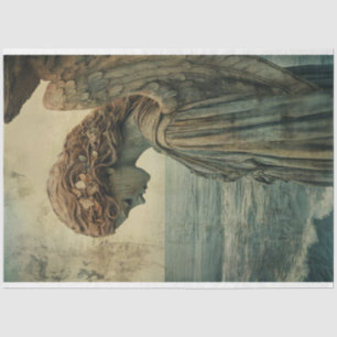 Papel De Seda Angel Statue com Patina Decoupage