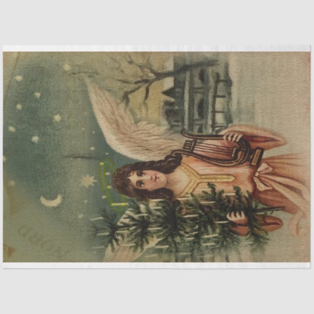 Papel De Seda Angel vem à cidade com árvore de Natal (Frente )