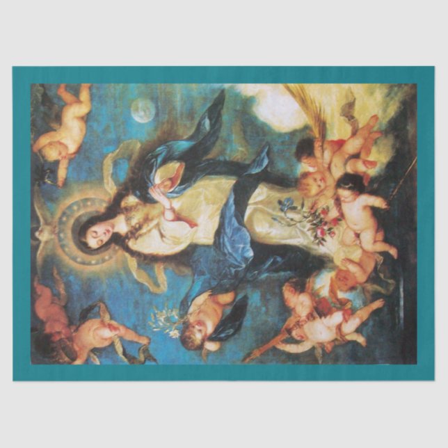 Papel De Seda Angels e Imaculada Concepção da Virgem (Frente )