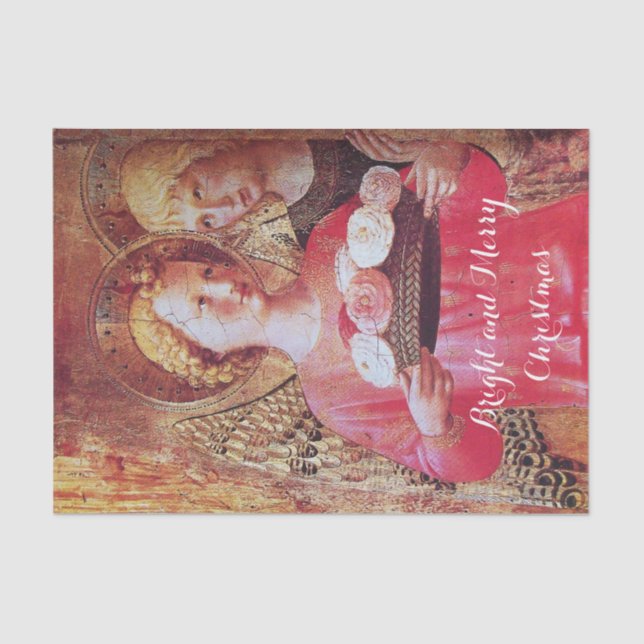 PAPEL DE SEDA ÂNGULO COM ROSAS E ARCHANGEL GABRIEL (Frente )